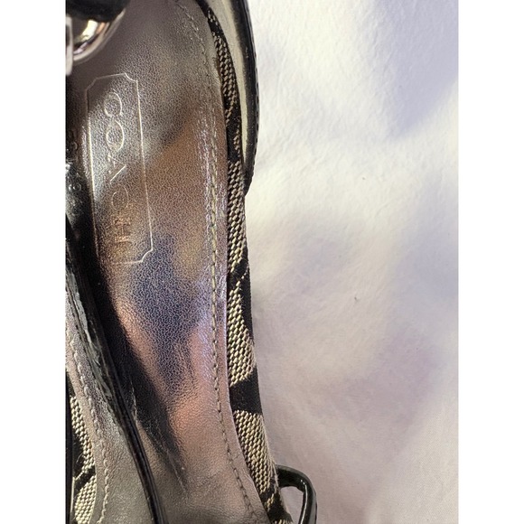 Coach Signature C Wedge Sandals Black Patent Cork Wedge Heels Size 7 - Picture 7 of 8